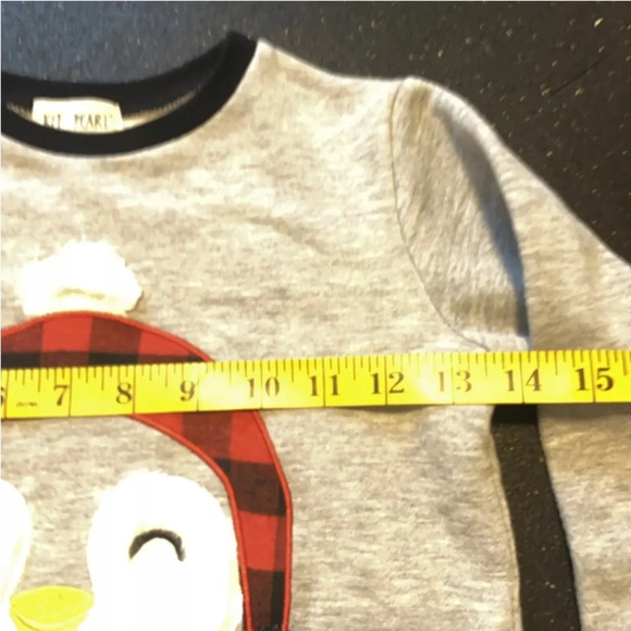 Kit + Pearl Shirt Kids top Snow Penguin Long Sleeve Size 4T Gray & Red Cute - Picture 4 of 8